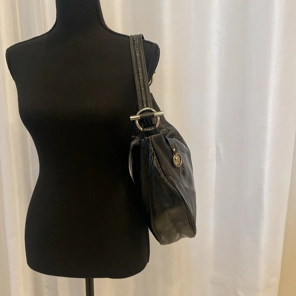 Franco Sarco, patent leather shoulder bag black